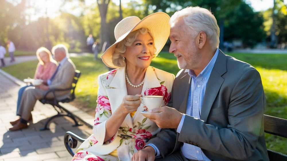 A couple is drinking coffee.