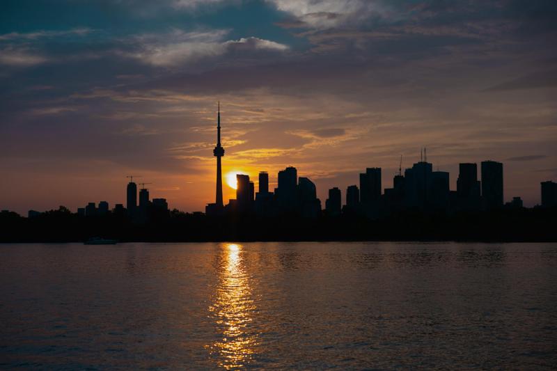 Toronto skyline CN Tower sunset