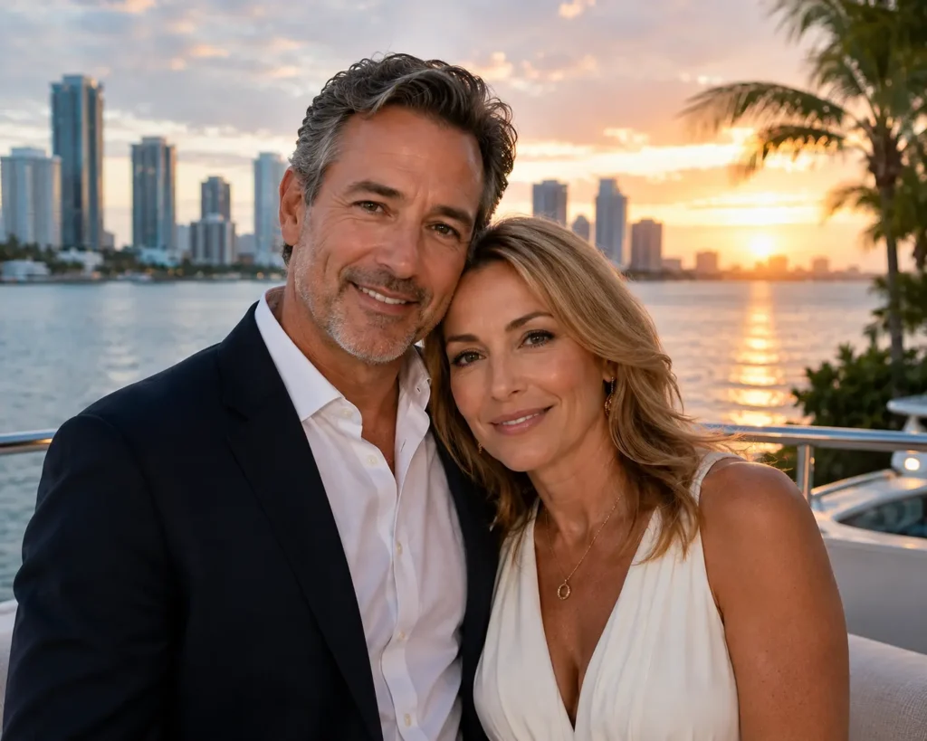 Romantic sunset by the waterfront